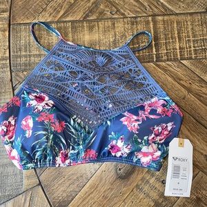 Brand new with tags floral Roxy halter bikini top